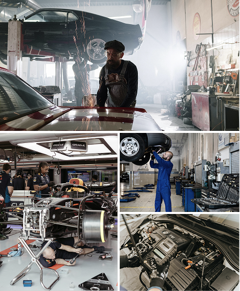 Automotive technician diagnosing a vehicle